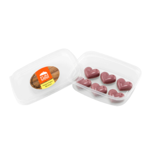 Snacks hartjes bonbons voor slikproblemen eiwitverrijkt van fijnproevers productfoto