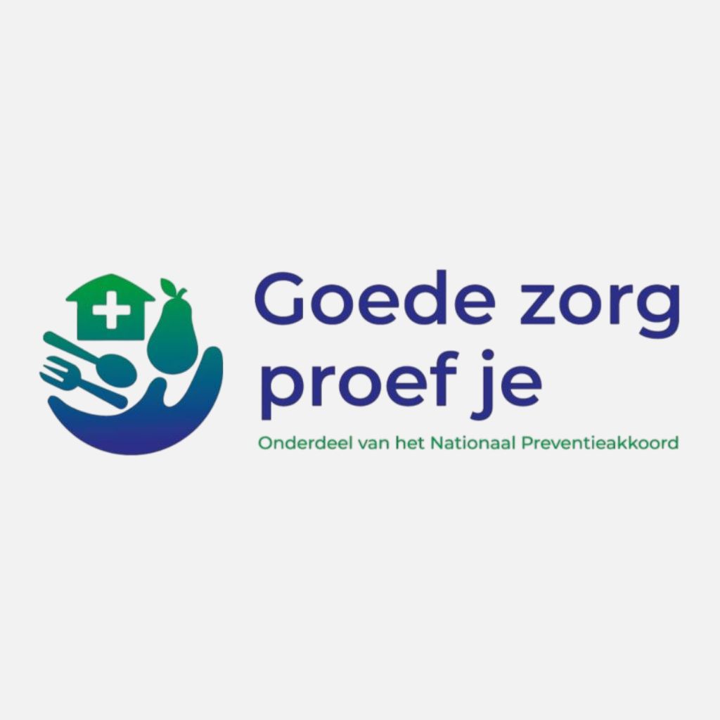 Illustratie van gezonde voeding in een zorginstelling, met aandacht voor patiënten en zorgmedewerkers.